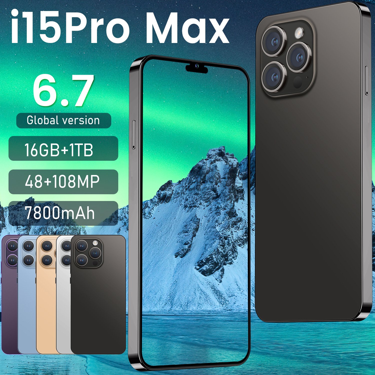 15 Pro Max 6.7inch Android 16gb+1tb Mobile Cell Phone Android 13 Smartphone Unlocked Mobile Phones For I15